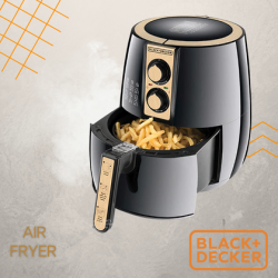 Black & Decker 4 Liter Air Fryer 1.2 Kg 220V 50Hz  Performance Class Af300-B5 Black/Gold (International Warranty)