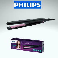 Philips StraightCare SplitStop straightener. Ionic conditioning. Keratin infusion. Extra Long plates. Black, BHS675/00