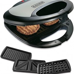 Black + Decker Sandwich Grill and Waffle Maker 750 Watt Black - TS2090